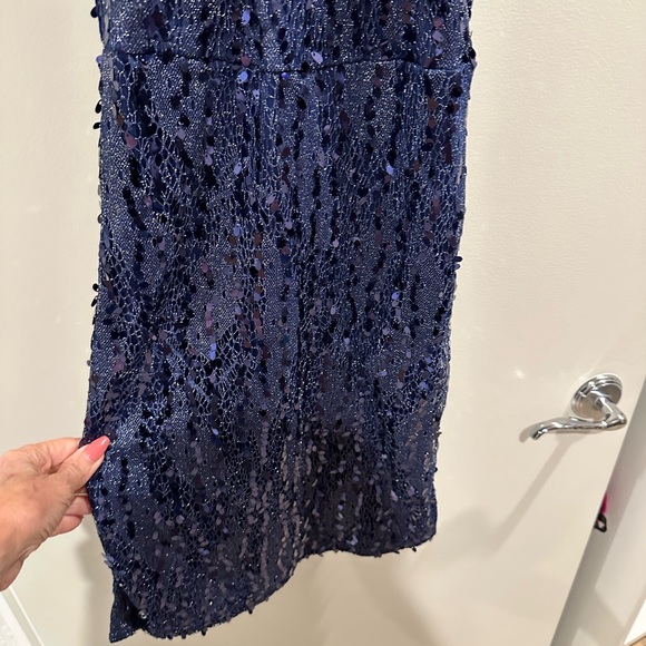 DON’T YOU HAVE A PARTY TO GO TO??  Nasty Gal High Neck Sequin Dress, Navy - Picture 14 of 16